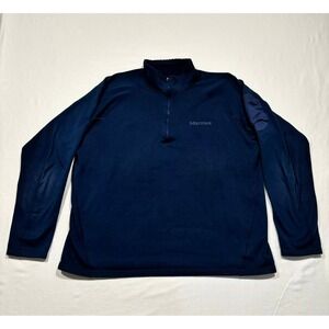 Marmot Mens XL Navy Blue Quarter Zip Pullover Fleece Sleeve Pocket
